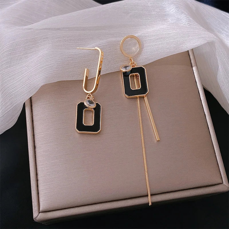 Asymmetrical Crystal Drop Earrings – Statement Geometric Design