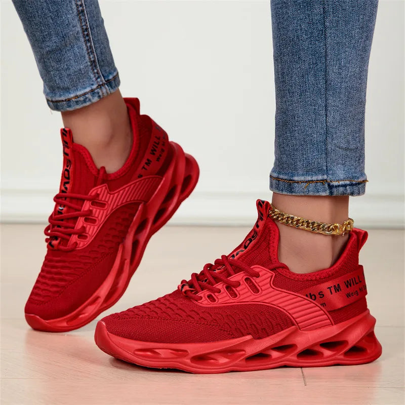 Summer Mesh Blade Sneakers | Men's Fashion Orange Running Shoes – Lightweight, Letter Print Trainers