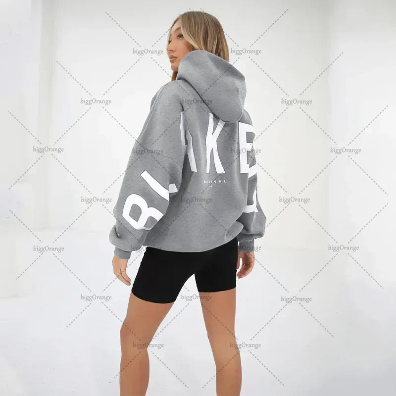 Oversized Letter Print Hoodie — Casual Streetwear, Y2K Inspired