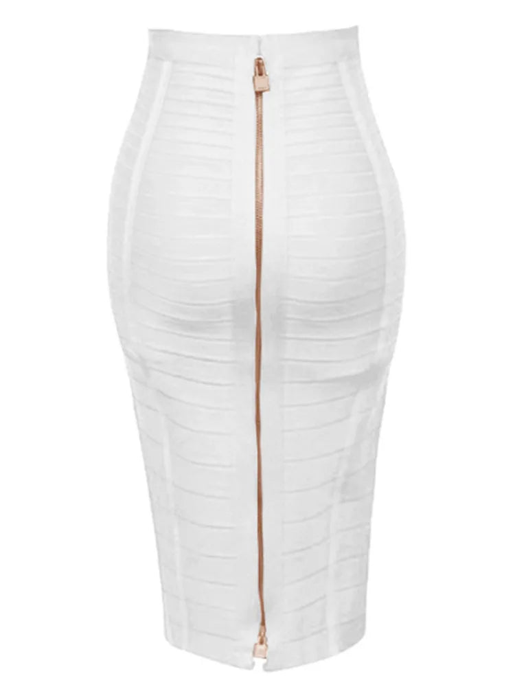 Solid Color Zipper Bandage Skirt — Bodycon Pencil Style