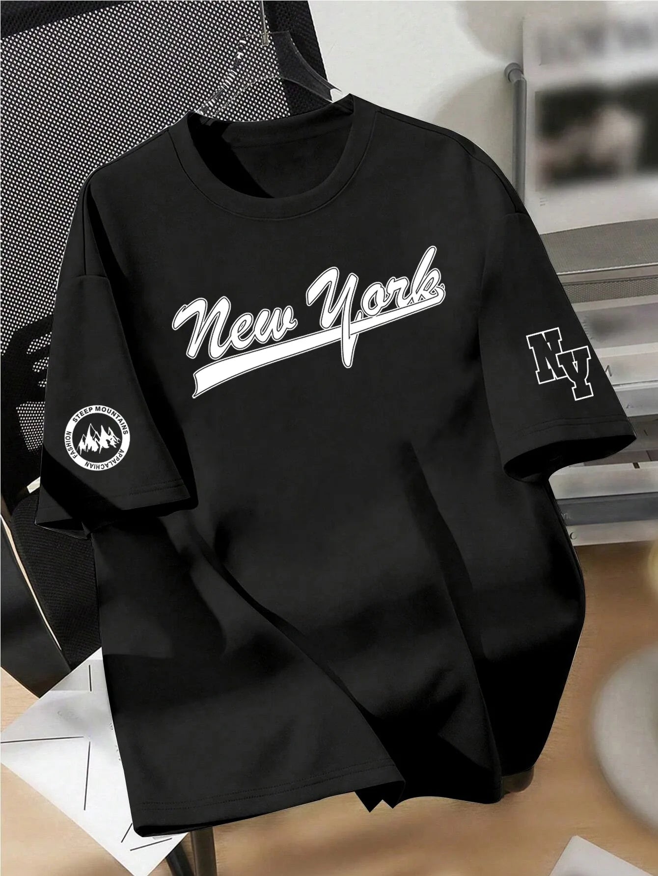 Loose Fit Cotton Tee – NYC Letter Print