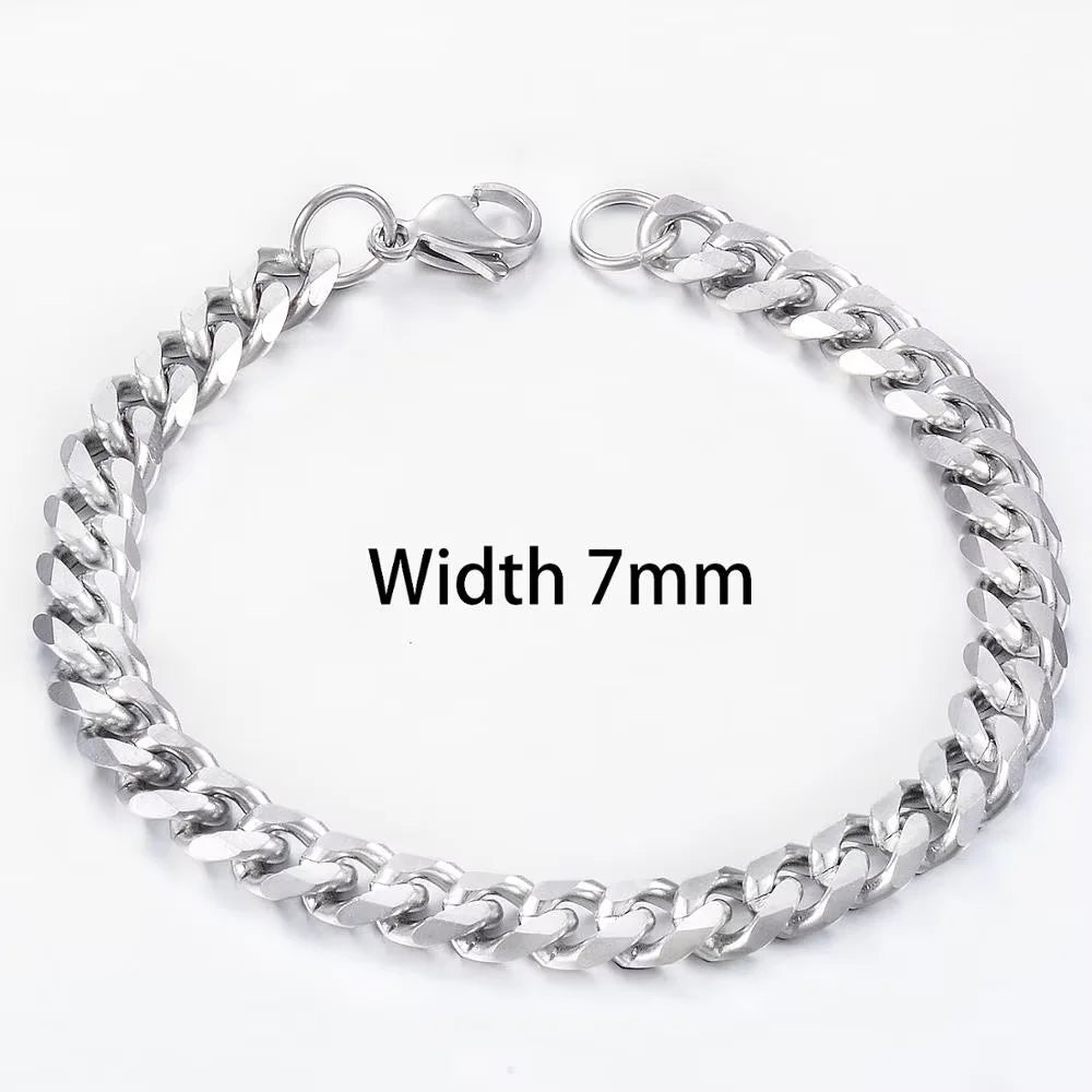 Gold Cuban Bracelet – Stainless Steel, Unisex Fashion Jewelry, Bold Hip Hop Style