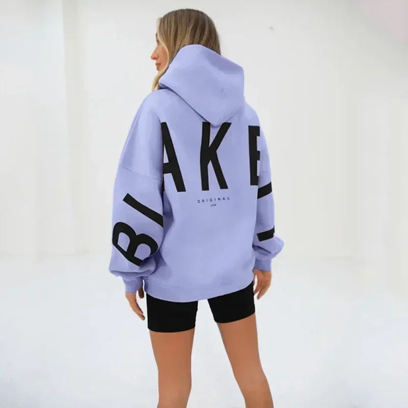 Oversized Letter Print Hoodie — Casual Streetwear, Y2K Inspired