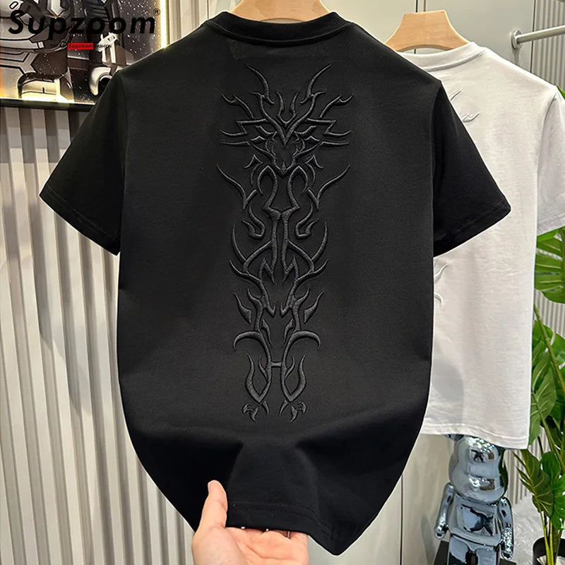 Heavy Texture Embroidered Tee – Loose Fit