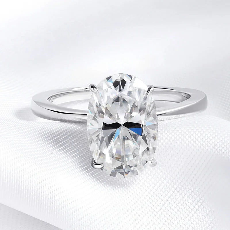 Certified 4.5CT Oval Moissanite Engagement Ring – 925 Sterling Silver