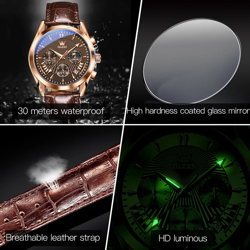 Business Leather Watch – Waterproof Quartz Wristwatch, Minimalist Dial