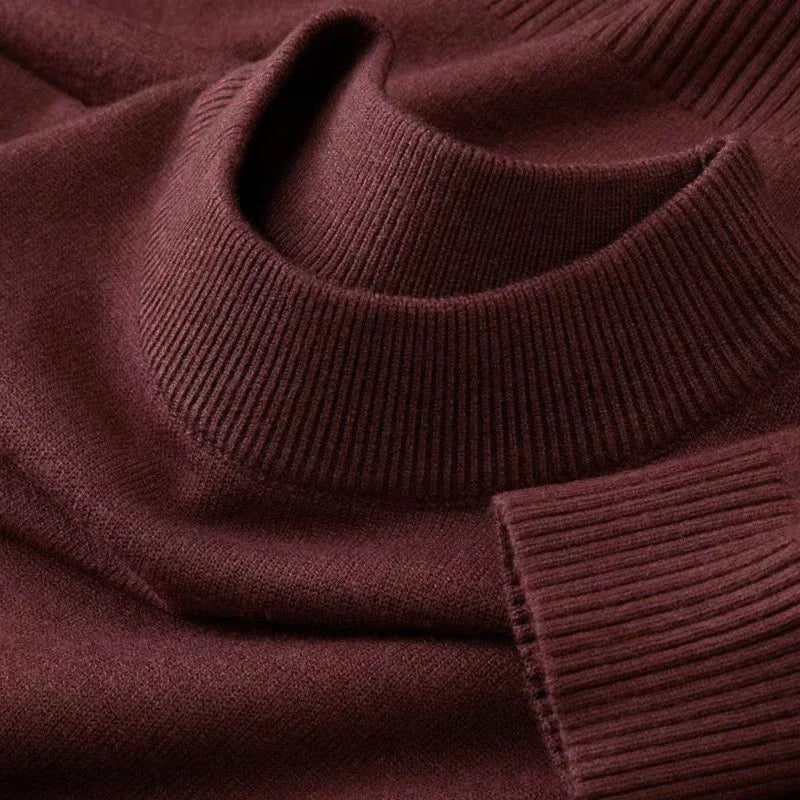 Mock Neck Ribbed Knit Pullover