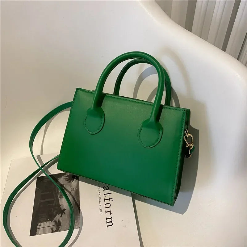 Minimalist Black Square Bag | Classic Top Handle Purse