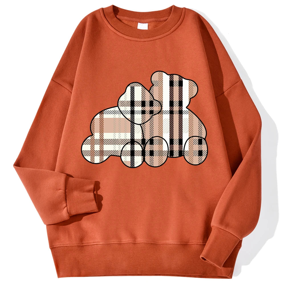 Teddy Bear Print Hoodie — Soft Crewneck, Warm Winter Pullover