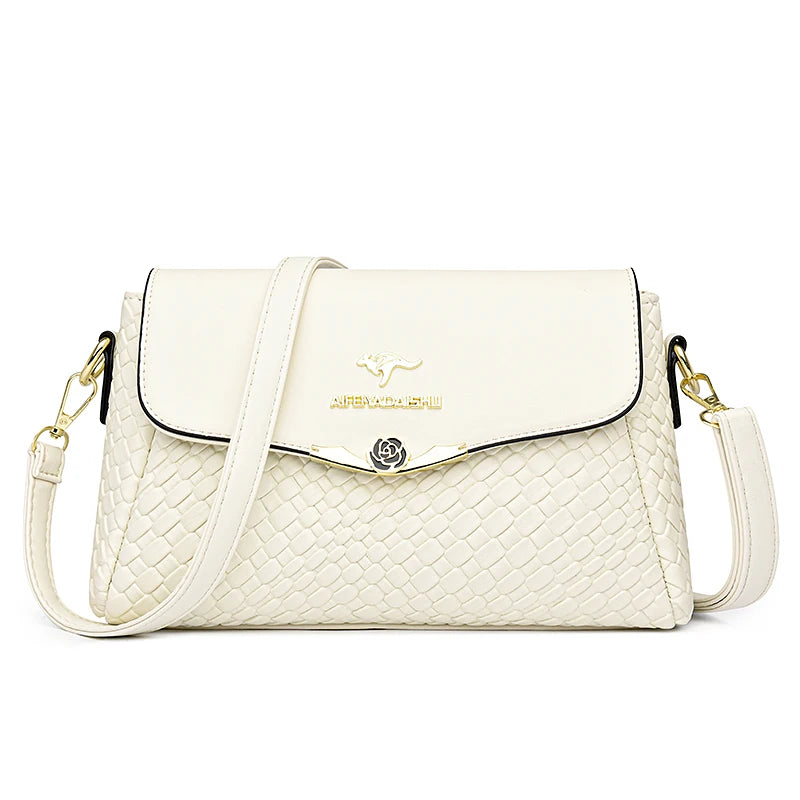 Knitted PU Leather Messenger | Designer Handbag Tote
