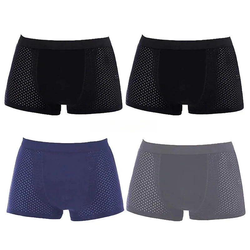 4-Pack Bamboo Boxer Briefs – Ultra Soft, Anti-Odor, Mesh Ventilation Comfort