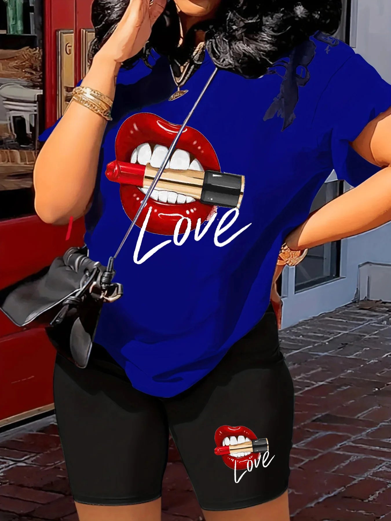 Love Print Set – Lip Tee & Lounge Shorts