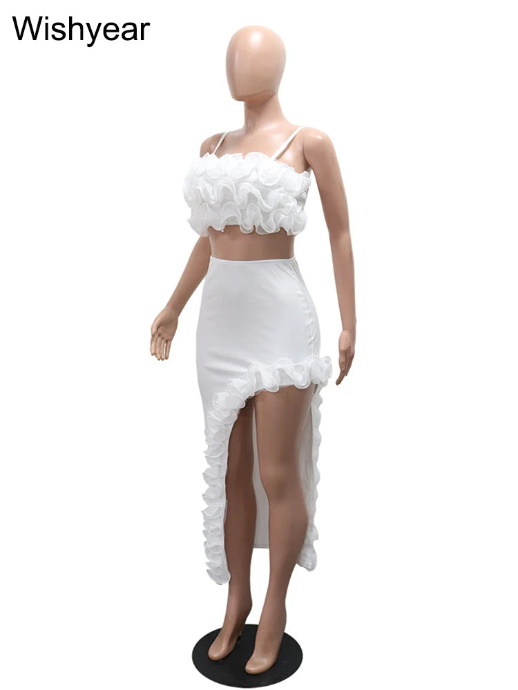 Ruffle Edge Top & Irregular Skirt Set