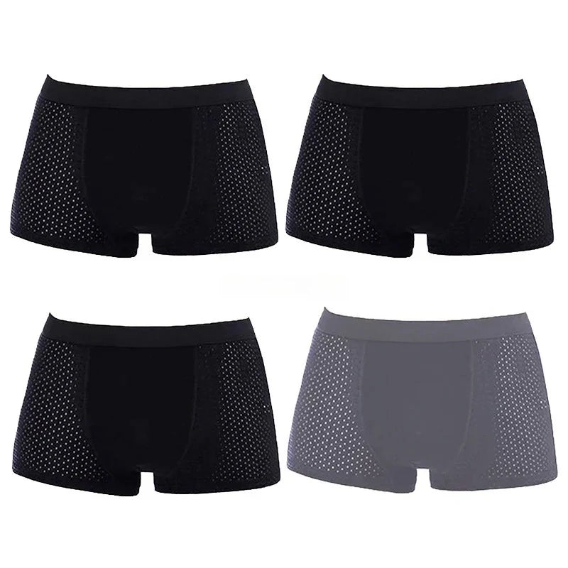 4-Pack Bamboo Boxer Briefs – Ultra Soft, Anti-Odor, Mesh Ventilation Comfort