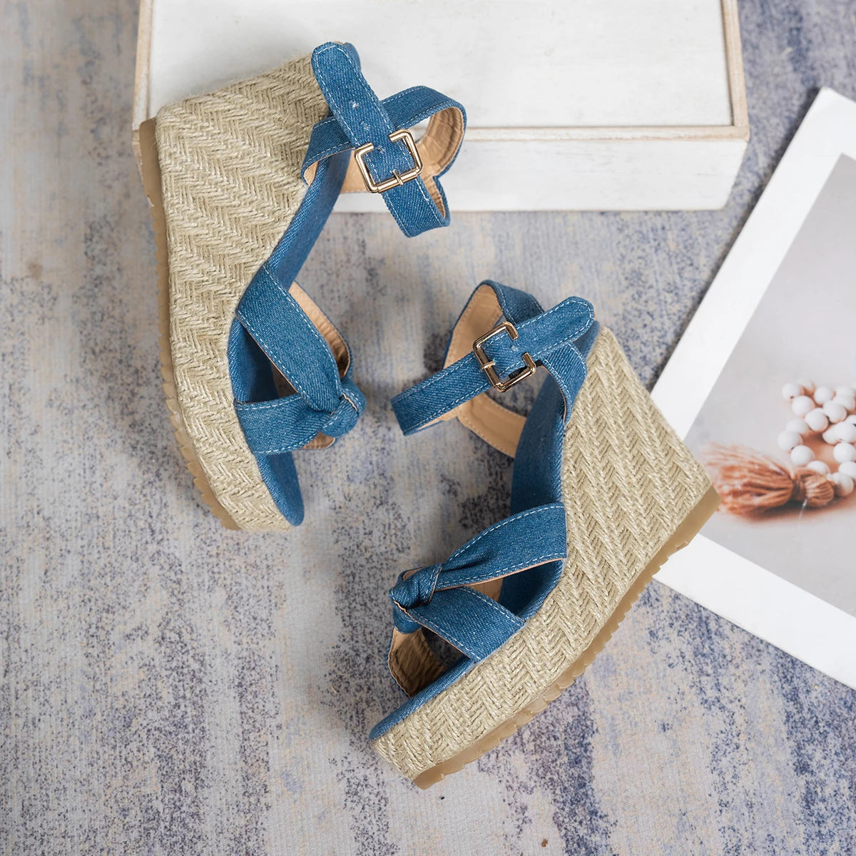 SummerEase | Round Toe Wedge Sandals – Thick Sole & Buckle