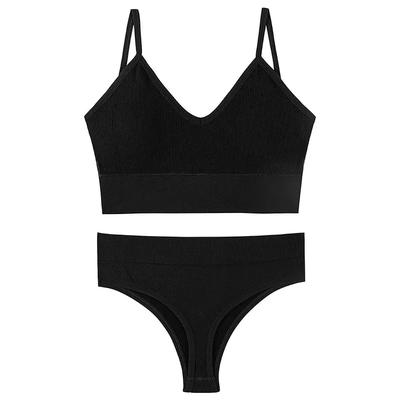 Wireless Seamless Lingerie Set – G-String & Crop Top
