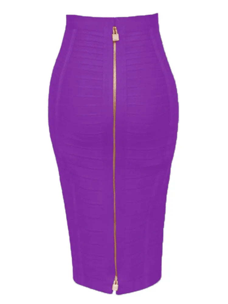 Solid Color Zipper Bandage Skirt — Bodycon Pencil Style
