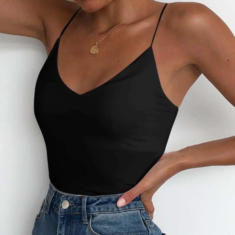 Satin Solid Slim Camisole — Summer Strap Vest