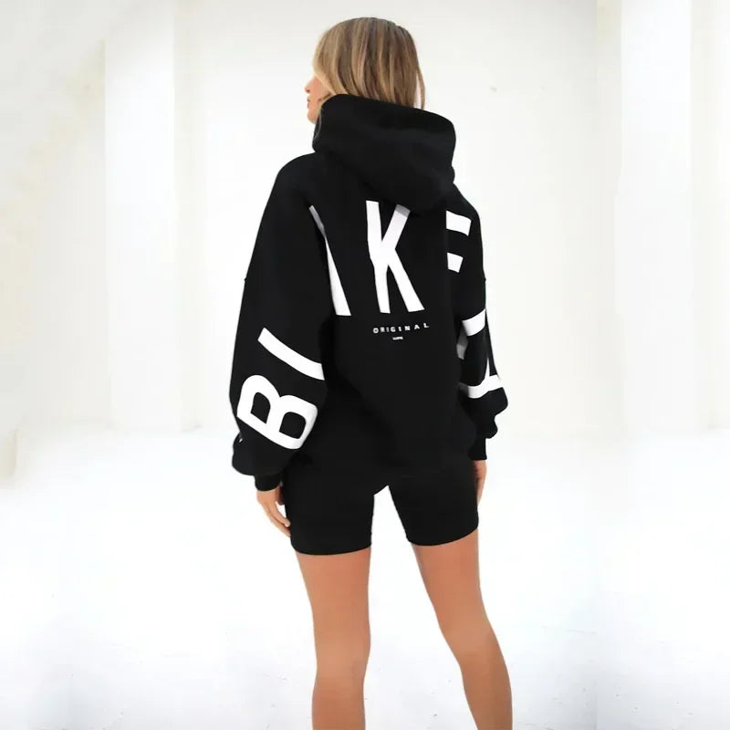 Oversized Letter Print Hoodie — Casual Streetwear, Y2K Inspired