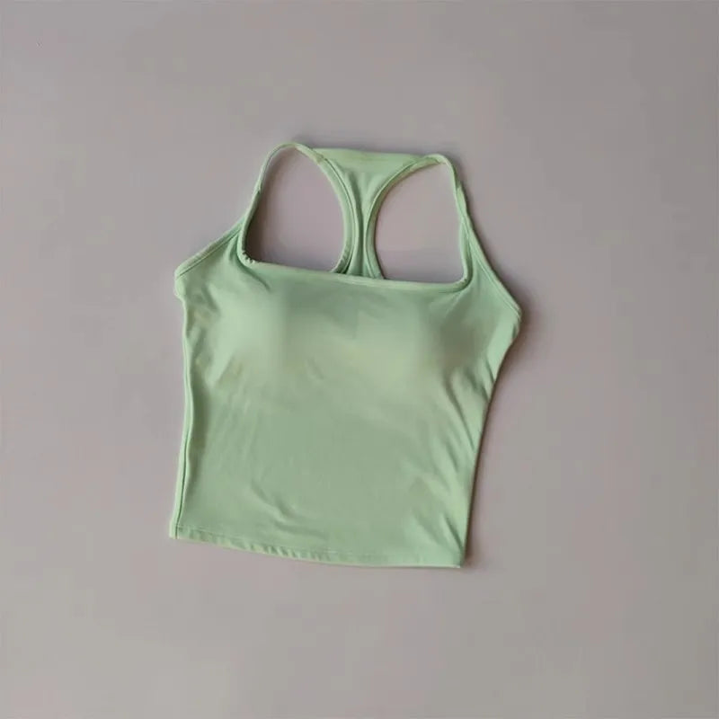 Cross-Back Training Bra — One-Piece Cup Sports Vest for Active Women