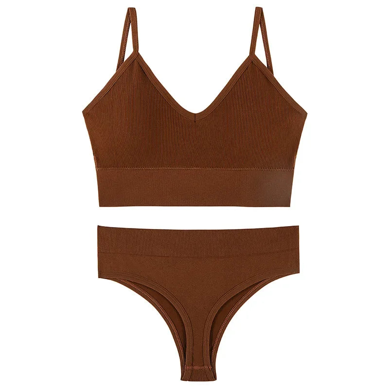Wireless Seamless Lingerie Set – G-String & Crop Top