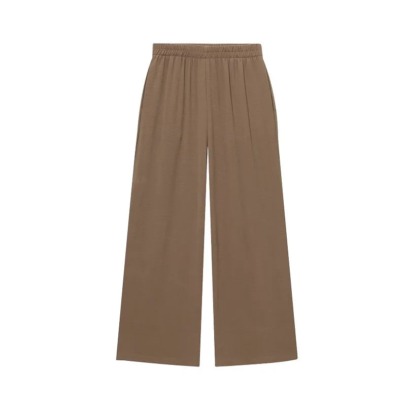 High Waist Baggy Pants & Long Sleeve Shirt Set – Summer Casual Two Piece