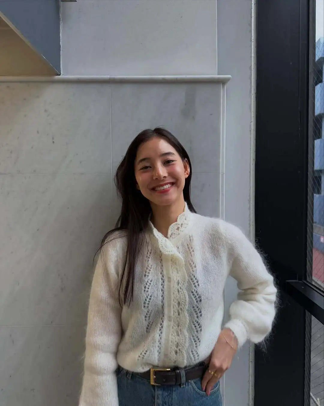 Petal Trim Knit Sweater