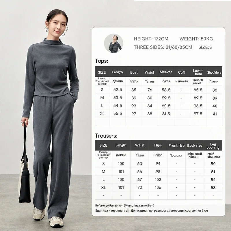 Irregular High Collar Top & Straight Pants Set – Knit Two Piece