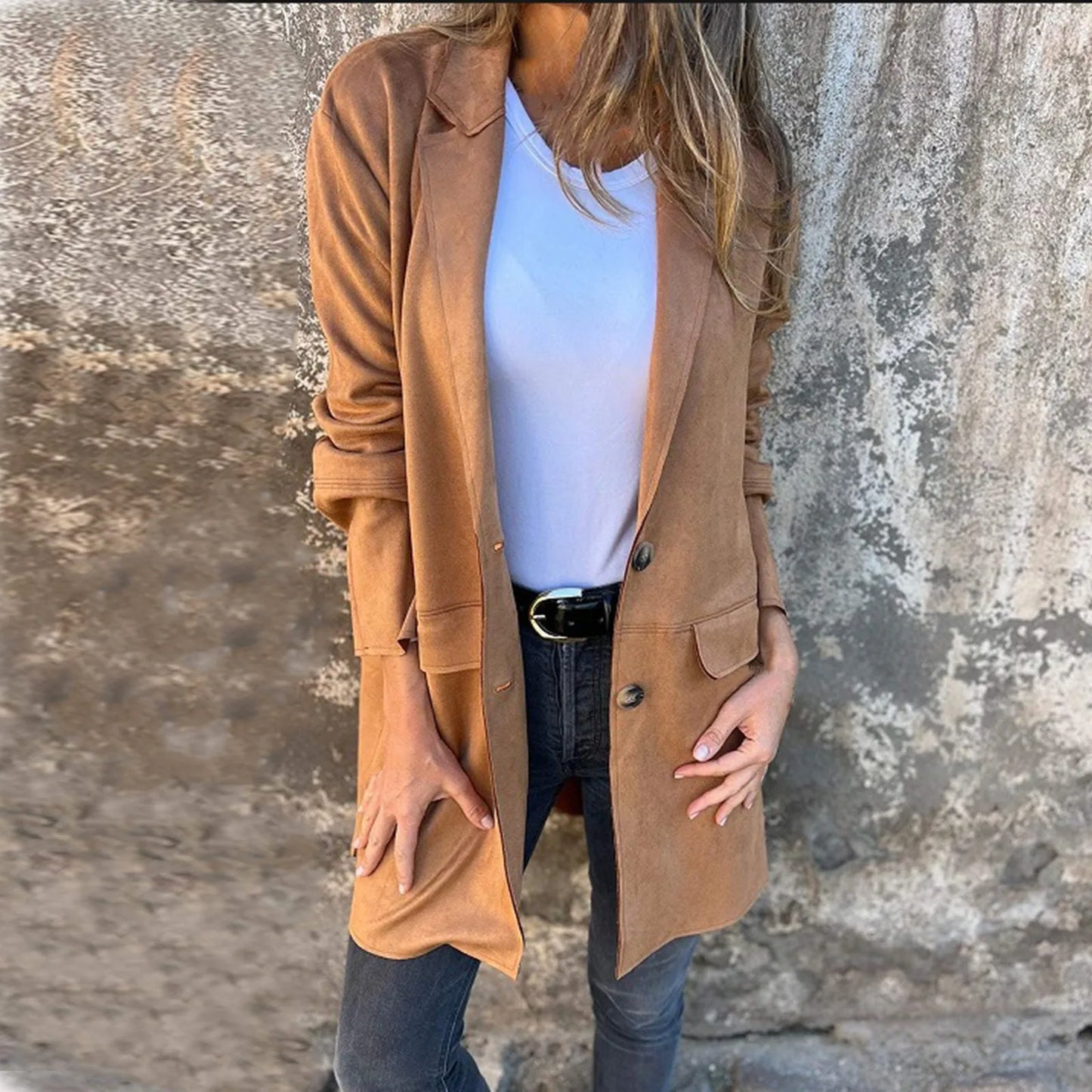 Solid Blazer Overcoat