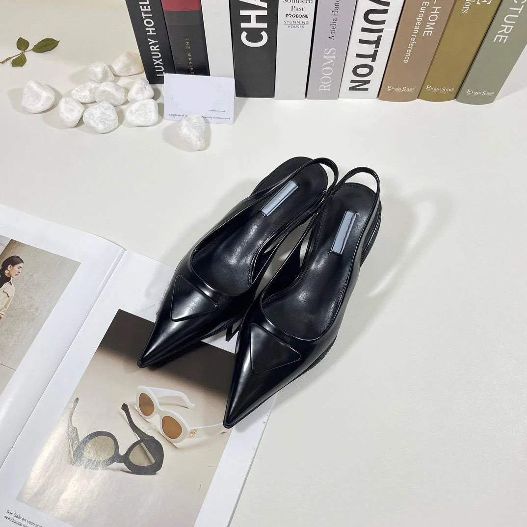 TkMode | Black Genuine Leather Sandals – 7CM Heel & 3CM Platform