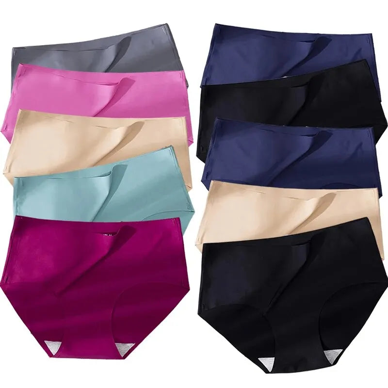 Ice Silk Seamless Panties – Plus Size, Lightweight – 10-Pack