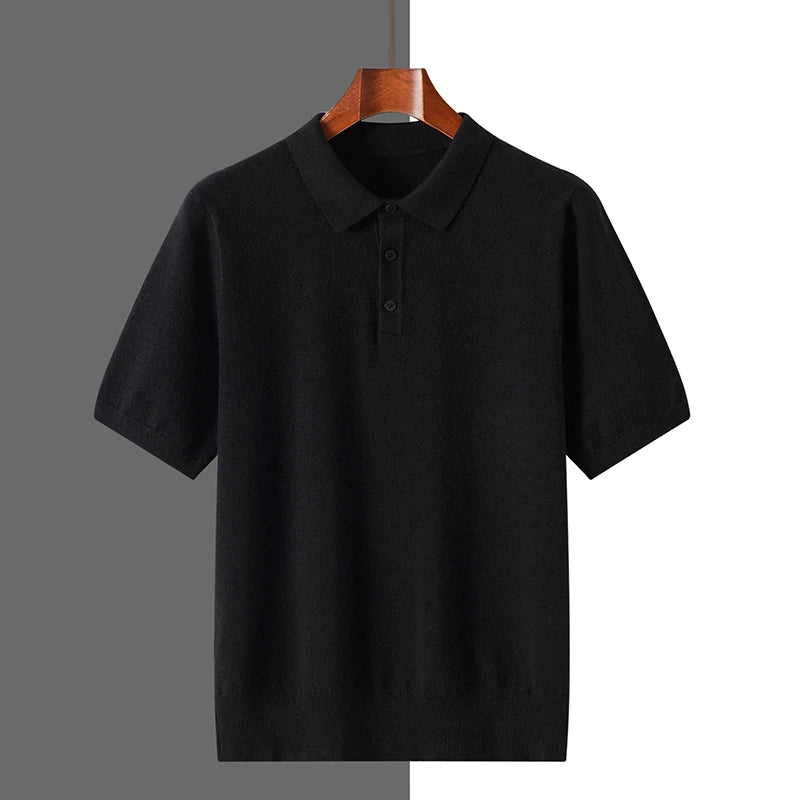 Pure Wool Polo Shirt – Business Casual Knit with Soft Finish