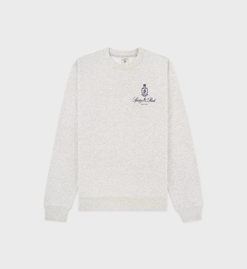 Crown Letter Sweatshirt — Rich Graphic Pullover, Grey Sporty Look