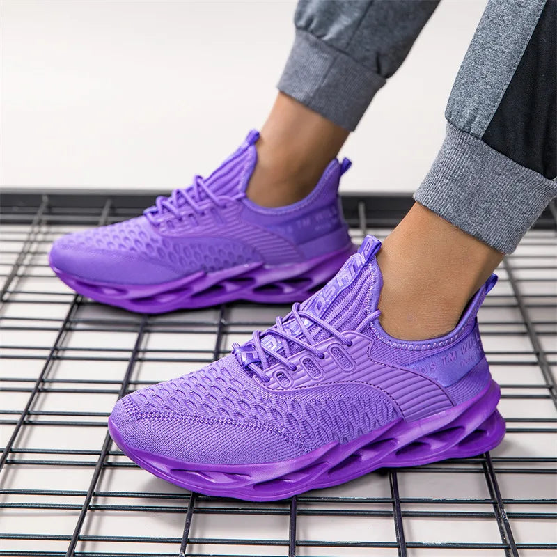 Summer Mesh Blade Sneakers | Men's Fashion Orange Running Shoes – Lightweight, Letter Print Trainers