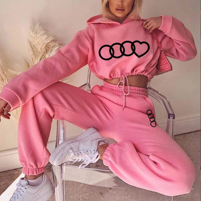 Hooded Drawstring Short Top & Pants Tracksuit Set – Daily Two Piece