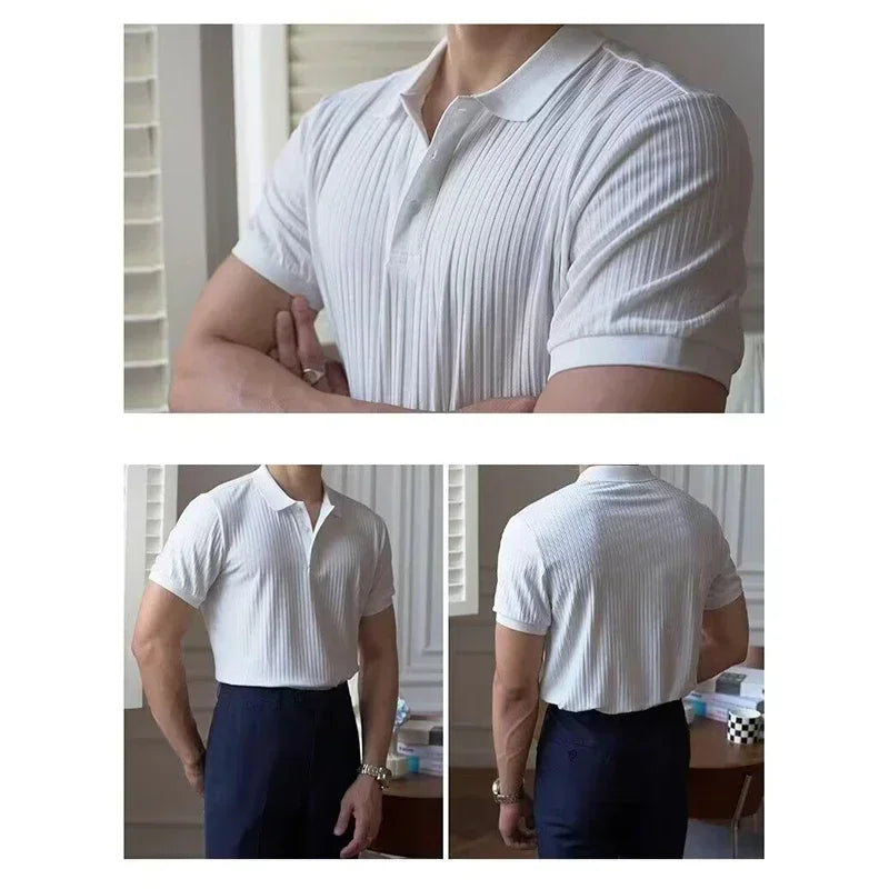Retro Knit Striped Polo – Lightweight, Elevated Casualwear