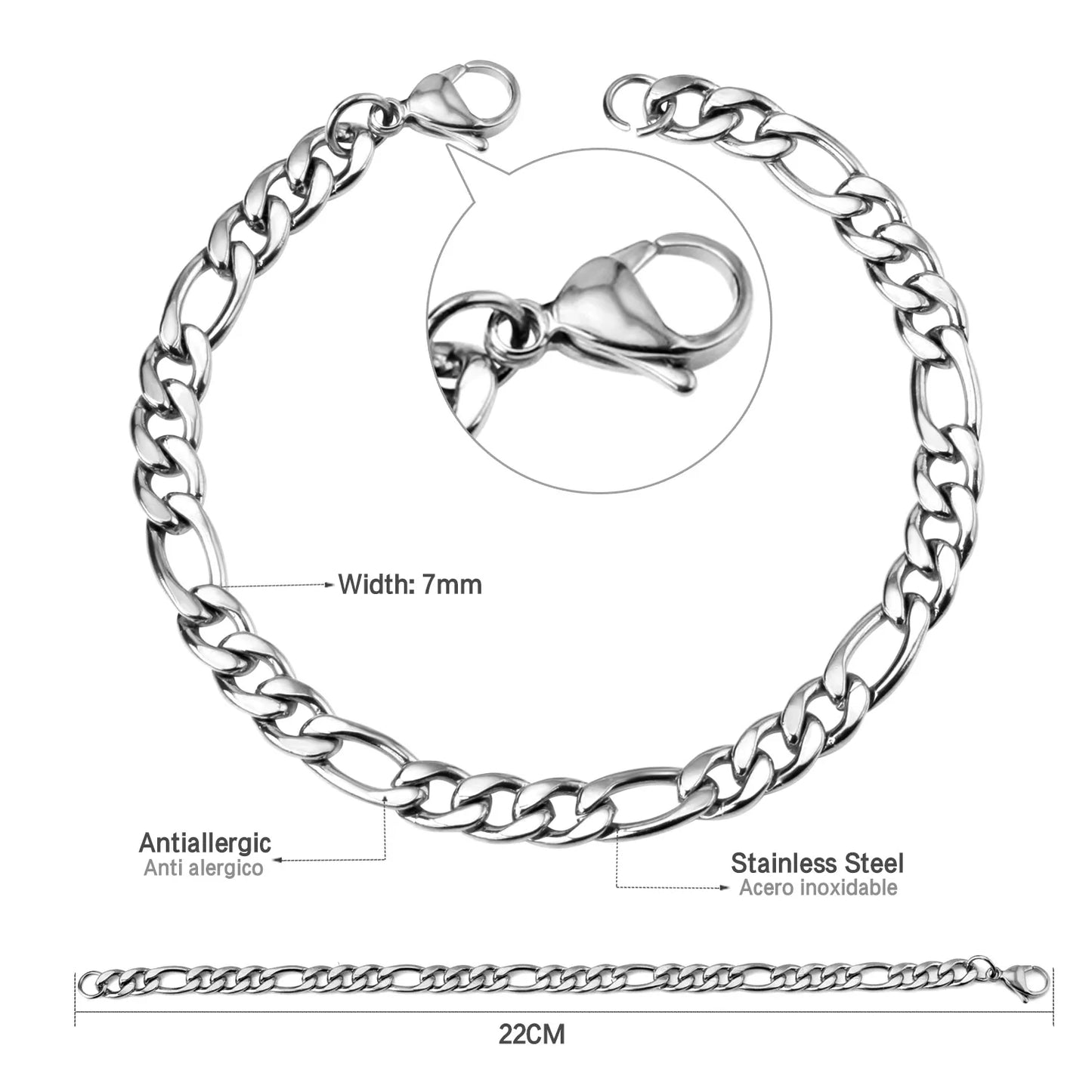 Cuban Chain Bracelet – Stainless Steel, Gold-Tone, Punk Style Jewelry for Men & Women
