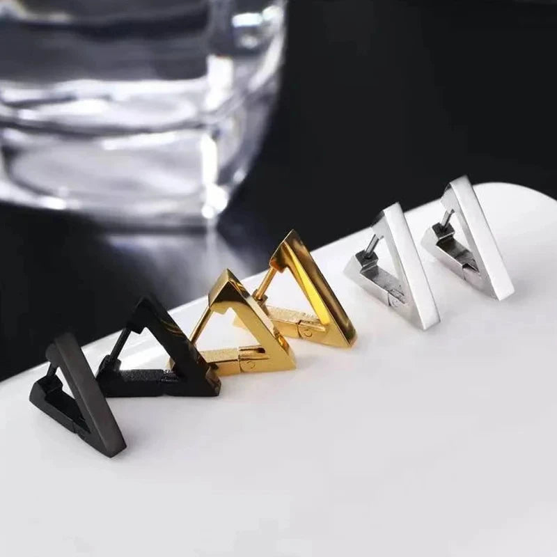 Geometric Triangle Stud Earrings – Punk Rock Style for Unisex