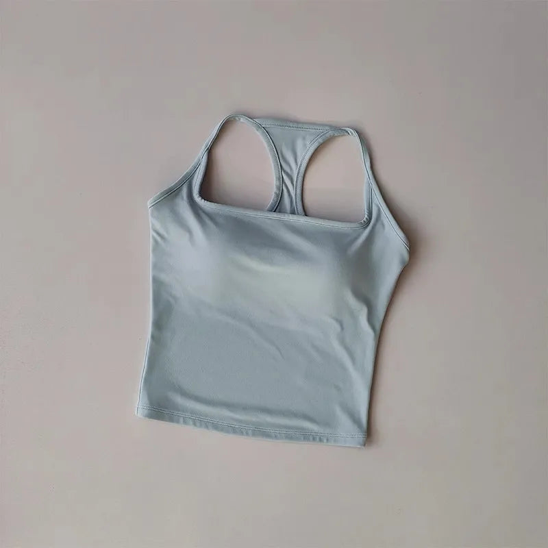 Cross-Back Training Bra — One-Piece Cup Sports Vest for Active Women