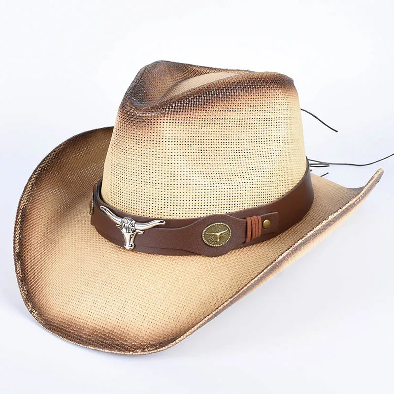 Vintage Pink Straw Cowboy Hat | Wide Brim Panama Style – Summer Beachwear