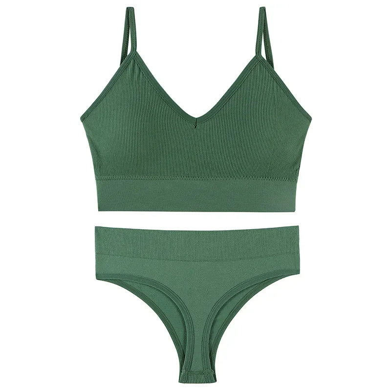 Wireless Seamless Lingerie Set – G-String & Crop Top