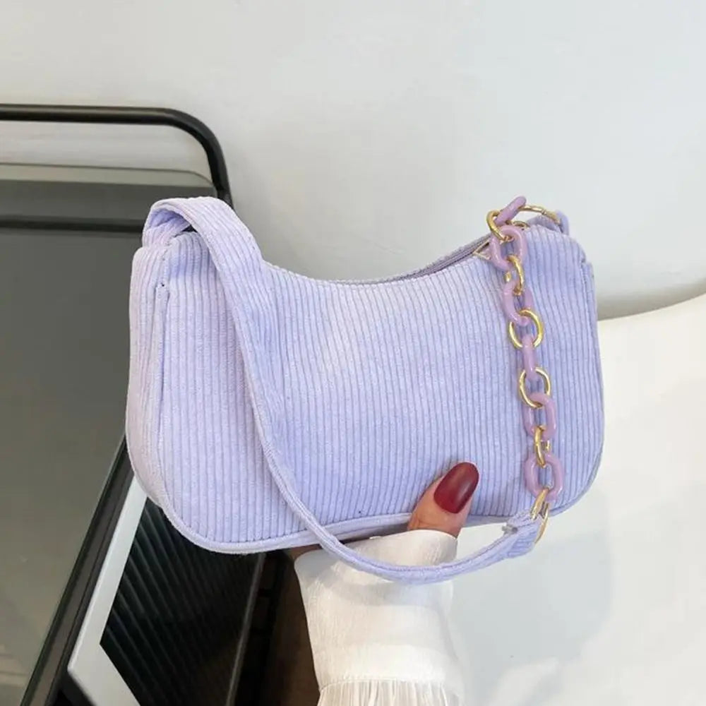 Vintage Corduroy Underarm Bag | Casual Zipper Clutch
