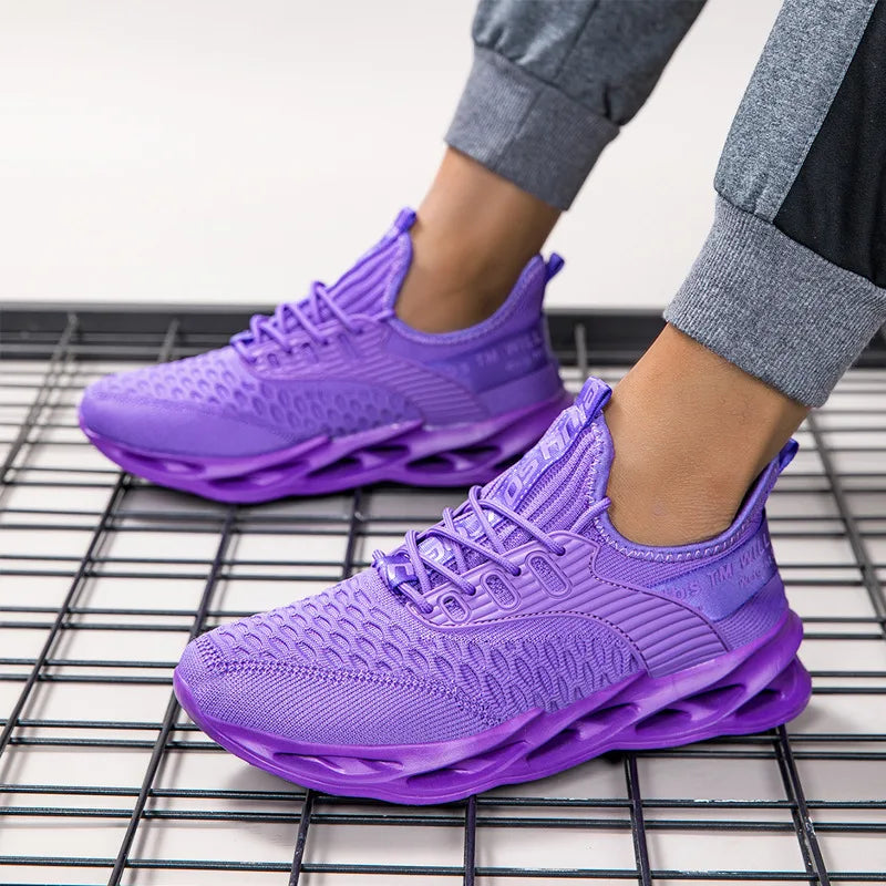 Summer Mesh Blade Sneakers | Men's Fashion Orange Running Shoes – Lightweight, Letter Print Trainers
