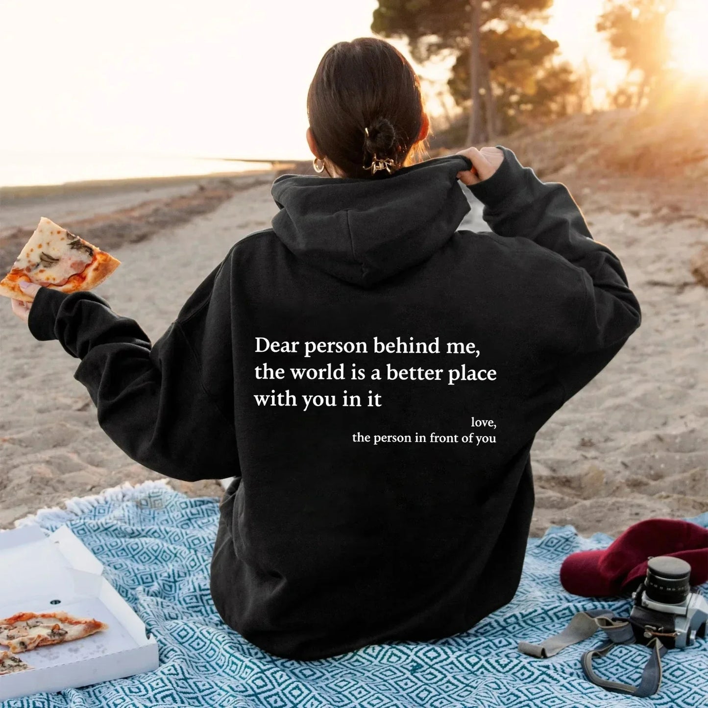 Oversized Letter Hoodie — “Dear Person Behind Me” Print, Casual
