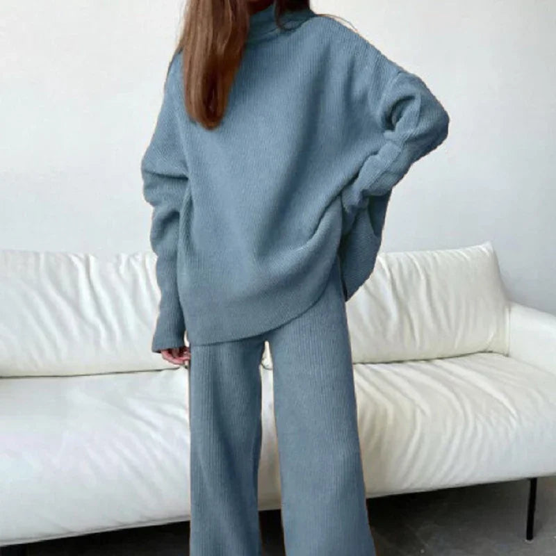 Soft Turtleneck Sweater & Wide Leg Pants Set – Homewear