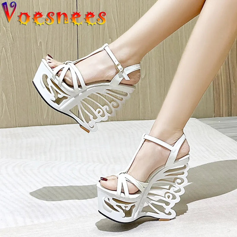 Viva | Super High Heel Hollow Out Wedge Sandals – 14.5CM Summer Pumps