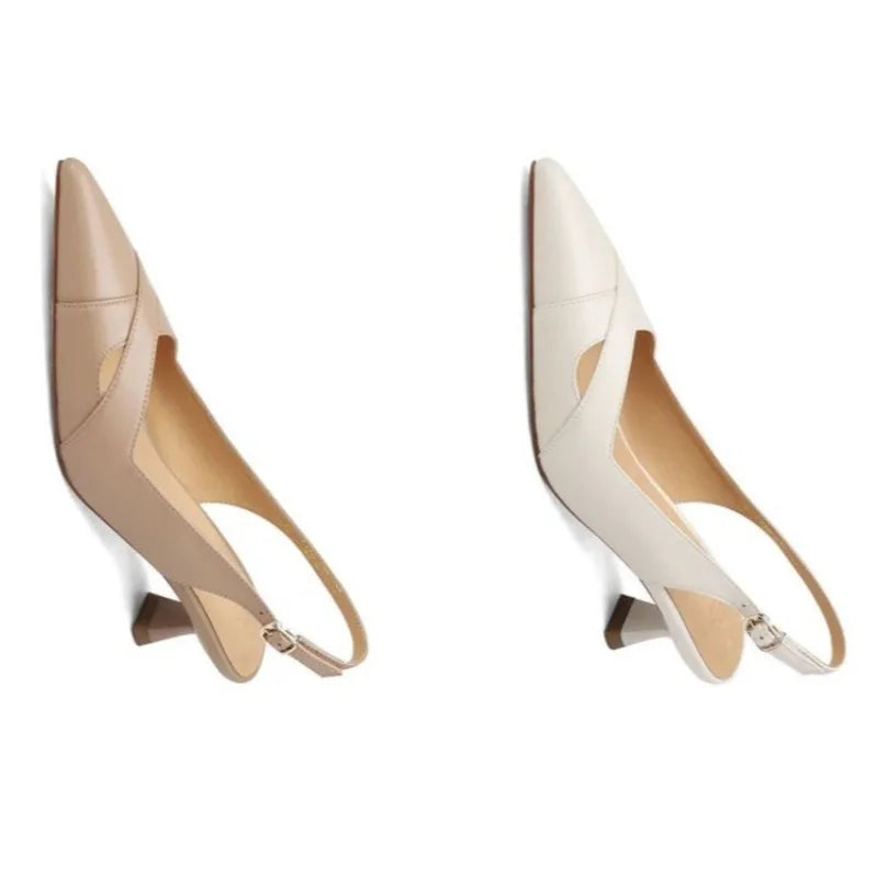BreezePoint | Hollow Pointed Toe Low Heel Sandals – Breathable & Comfortable