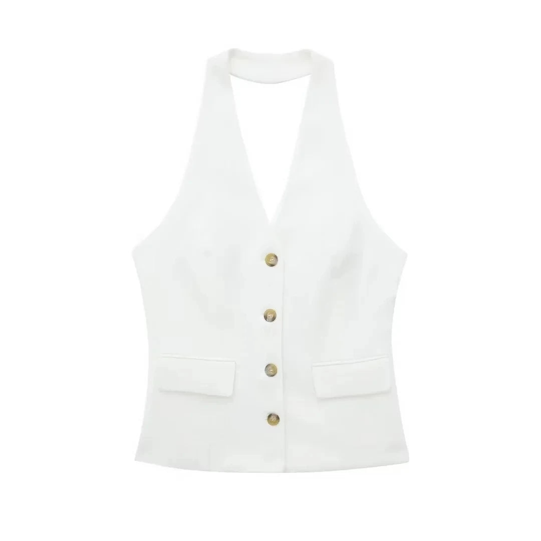 Halter Blazer Vest & Trousers Suit