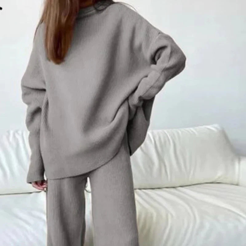 Soft Turtleneck Sweater & Wide Leg Pants Set – Homewear