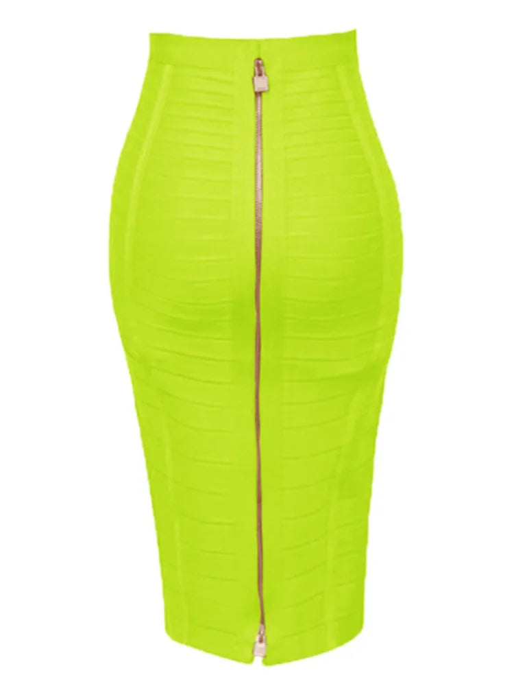 Solid Color Zipper Bandage Skirt — Bodycon Pencil Style